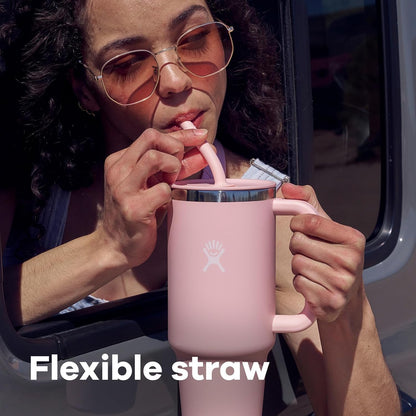 Hydro Flask Travel Tumbler with Handle, Lid and Straw - Insulated Stainless Steel in 40 Oz Trillium