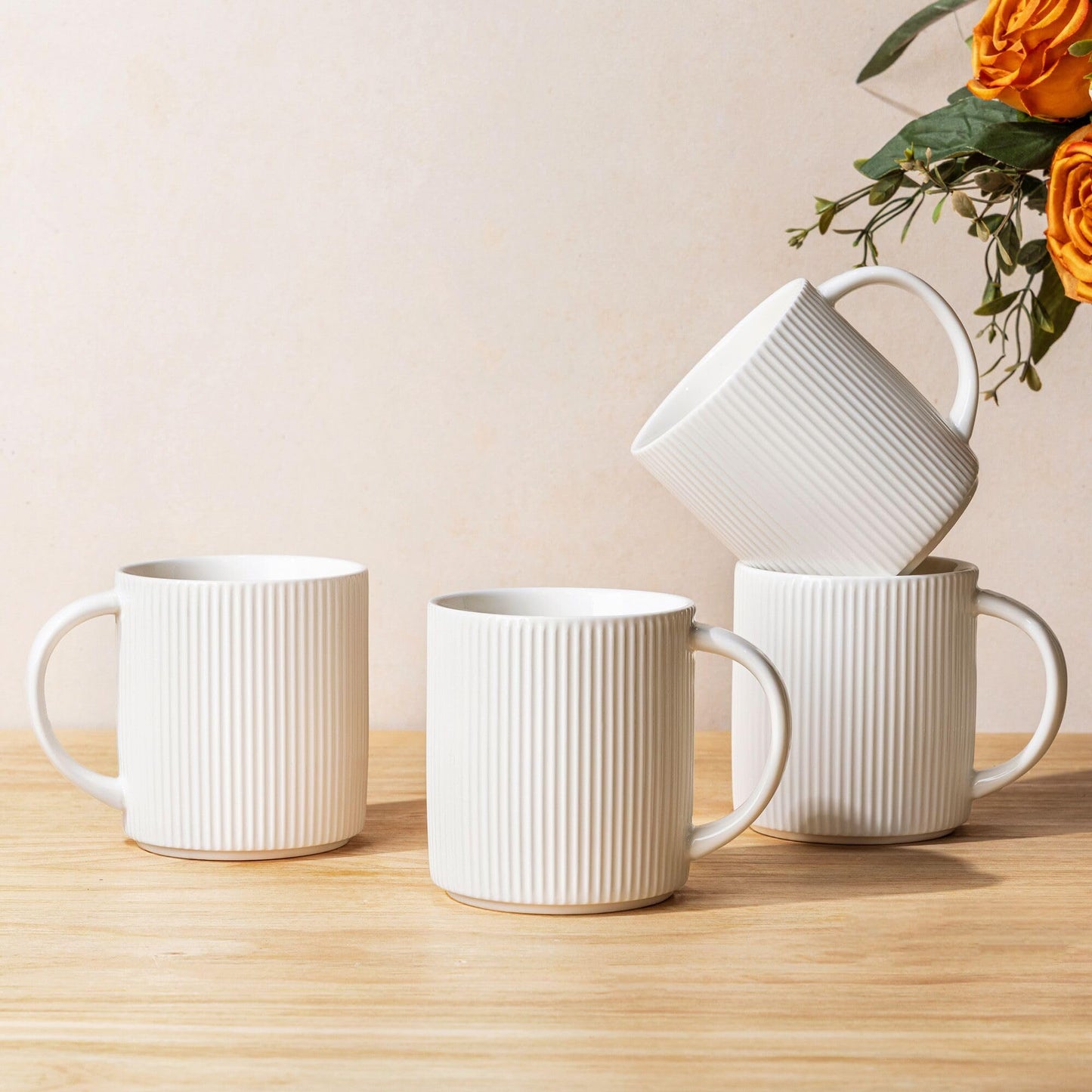 theterra Ceramic Coffee Mugs Set of 6, 14.2 oz Coffee Cups with Handle | Handmade, Suitable for Latte, Tea, Milk, Beer & Hot Cocoa, Cocoa Mocha