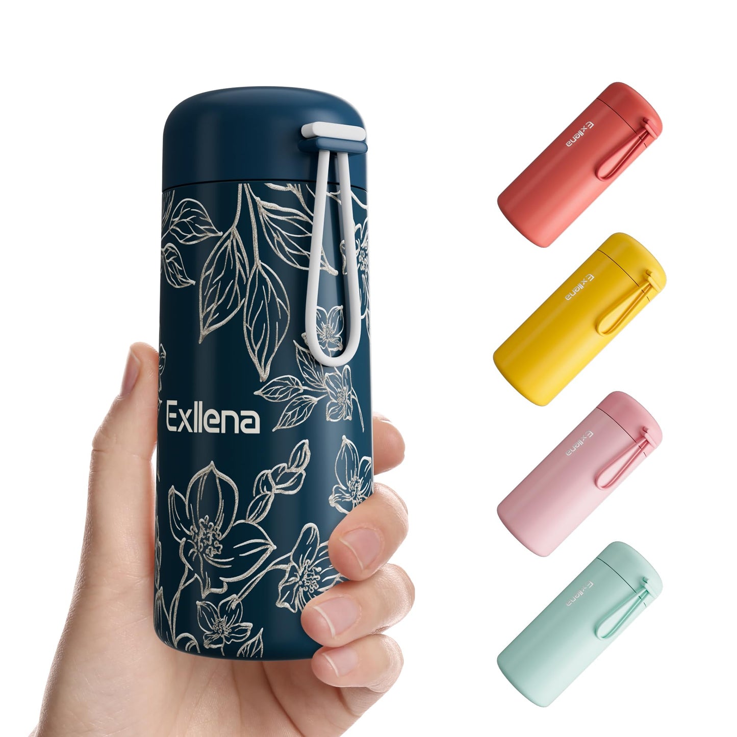 Exllena Mini Water Bottle 5oz, This is A EXTRA MINI Flask! Small Insulated Water Bottle for Hot&Cold Drinks, Water Bottle Purse with Carry Handle - 100% Leakproof Perfect for Travel...(Mint)