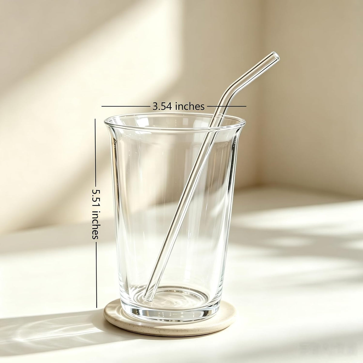 Nihaoya 16oz Clear Glass Cups with Straws, Iced Tea Glasses, Transparent Drinking Glass Cups Set of 4 for Party Coffee Soda Juice