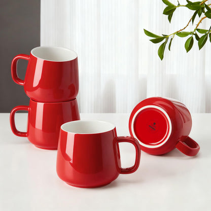 Teocera Coffee Mugs Set of 4-12oz Chip-Resistant Ceramic Cups with Ergonomic Handle | Dishwasher & Microwave Safe White Mugs | Keeps Beverage Hot, Perfect for Family Kitchen & Holiday Gifts