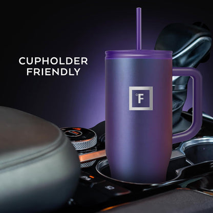 IRON °FLASK 40 oz Co-Pilot Insulated Travel Mug | Insulated Travel Mug with Straw & Flip Cap Lids - Cup Holder Fit, Leakproof, BPA Free (Aurora)