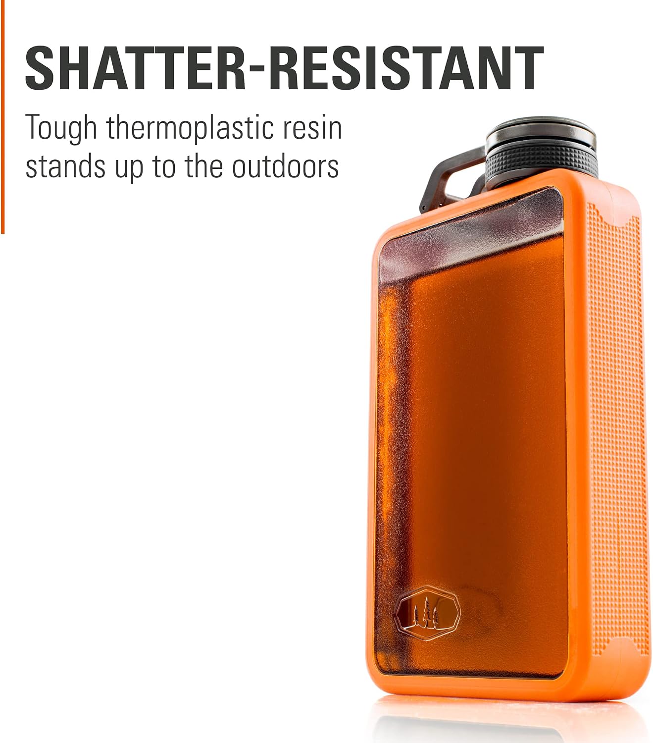 GSI Outdoors Boulder Flask, Shatter-Resistant, Leakproof Hip Flask with Clear Body & Silicone Grip, BPA-Free Bottle for Hiking, Camping & Travel