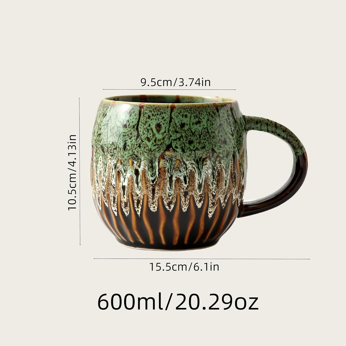 Large Ceramic Coffee Mug - 20oz Big Tea Cup, Green | Large Tea Mug, Microwave Safe, Dishwasher Safe