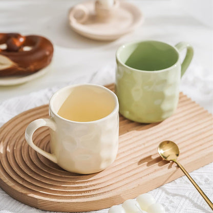 400ml/13.5oz ceramic cream wind breakfast cup household fresh creative drinking utensils-silver-edged milk yellow -400ml