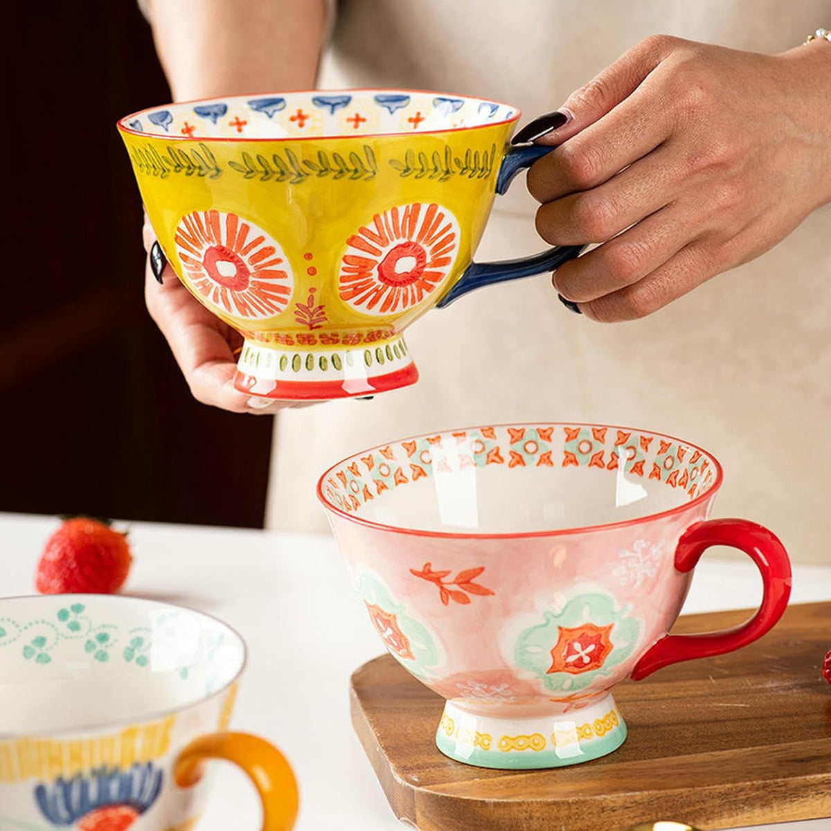 420ml/14oz Ceramic Breakfast Milk Cup Couple Family Office Coffee Cup-Breakfast Cup