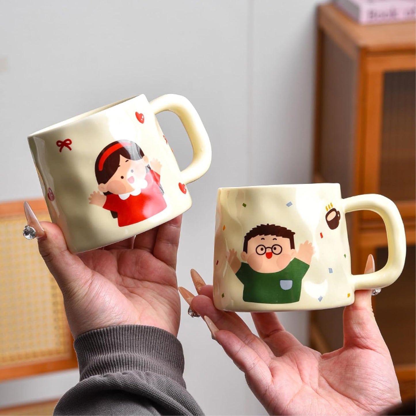 380ml-12.5oz cartoon milk parent-child cup breakfast drinking ceramic cup-adolescents