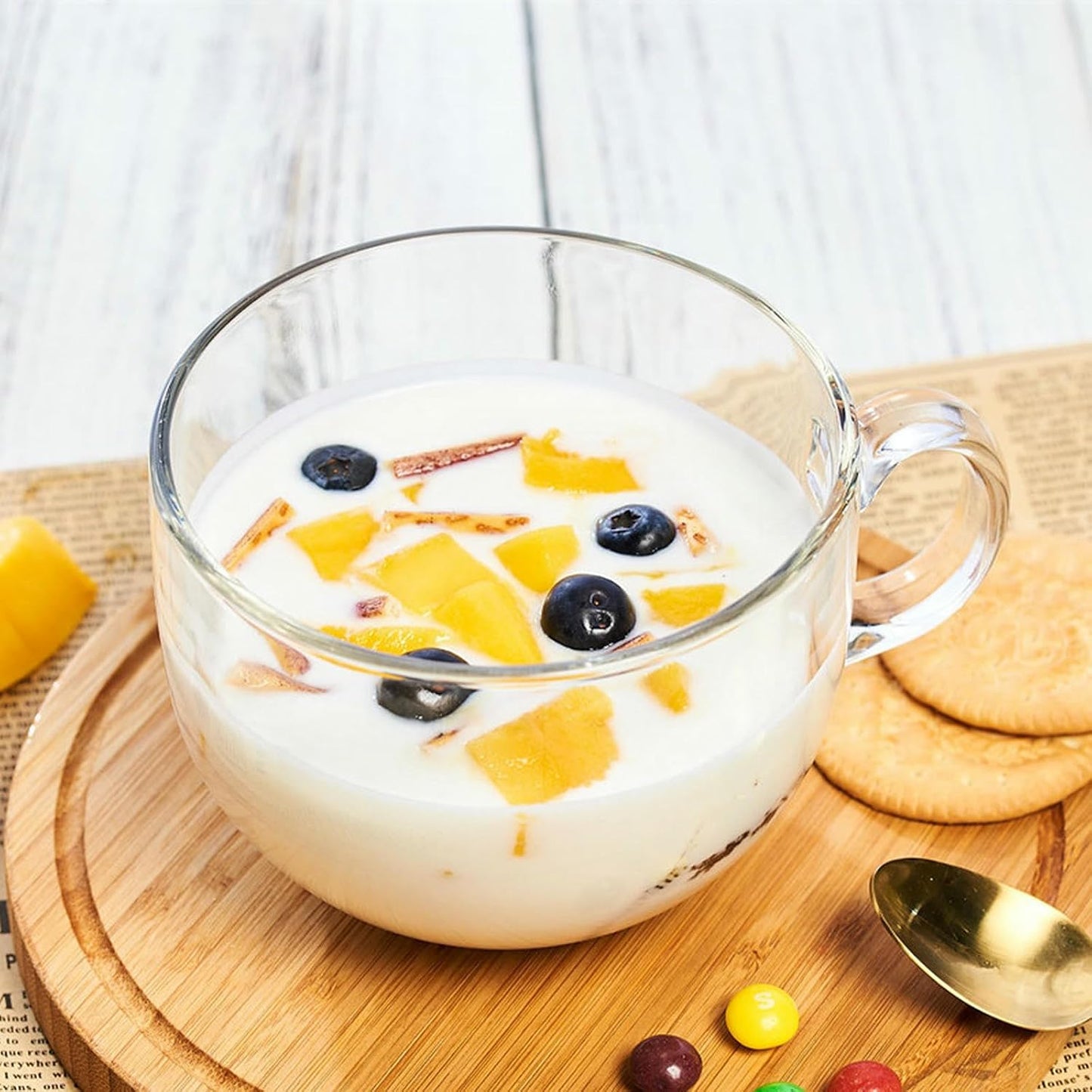 470Ml/15.5oz Glass Milk Tea Round Breakfast Cup, Home Simple Coffee - Milk Cup