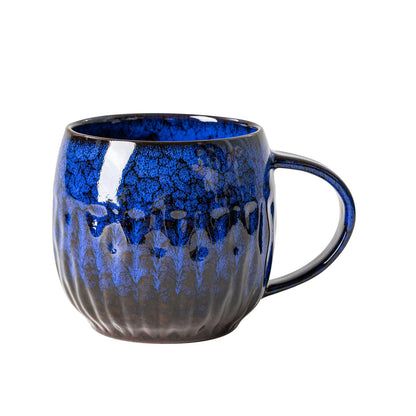 Midnight Blue Ceramic Coffee Mug 15oz - Handcrafted Artisan Mug with Large Handle for Comfort, Unique Birthday Gift for Him/Her, Office Desk Essential, Safe for Dishwasher