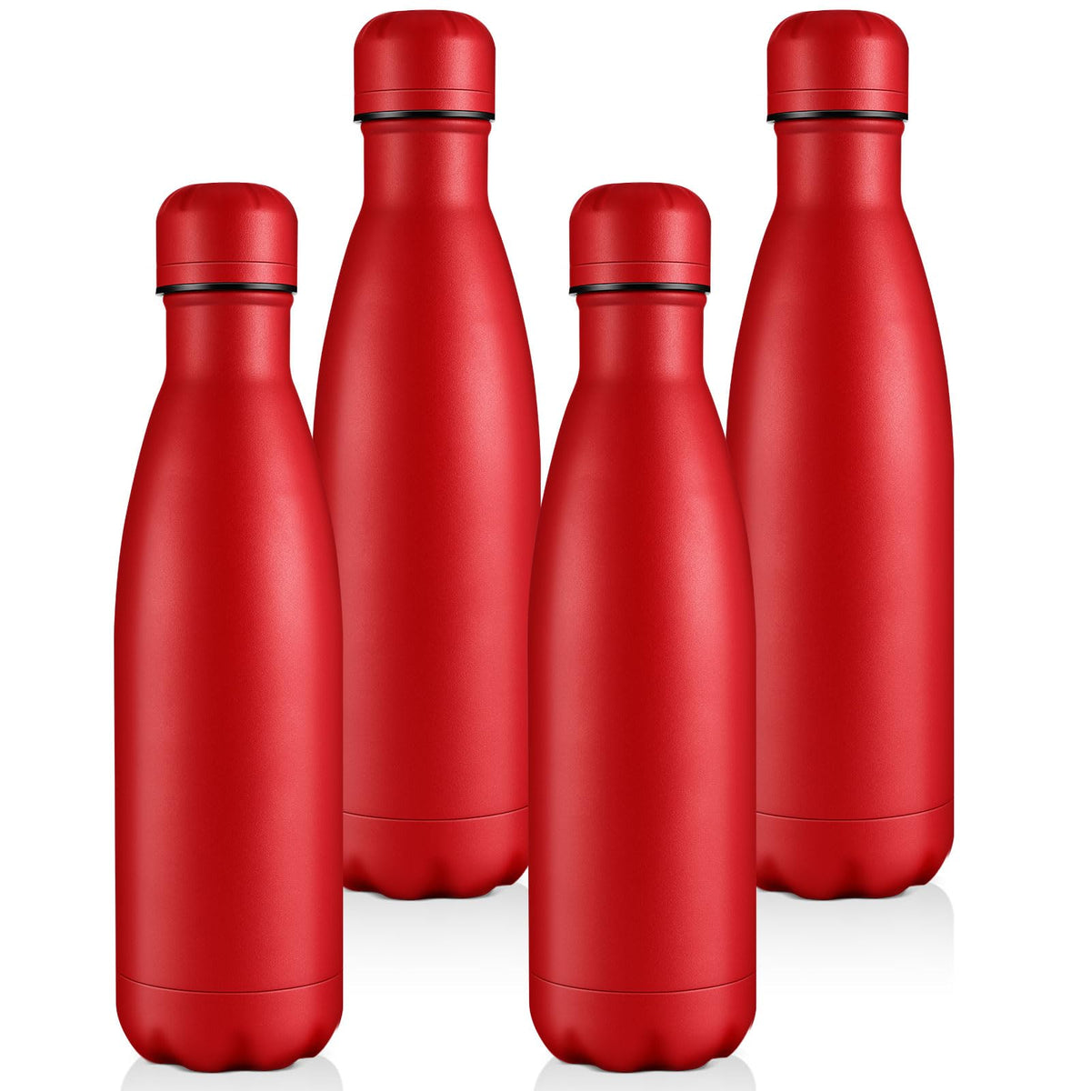 Volhoply 17oz Insulated Stainless Steel Water Bottle, Double Wall Vacuum Flask, Keeps Cold 24h & Hot 12h, Available in Packs of 1, 4, or 8（Silver,1 Pack)