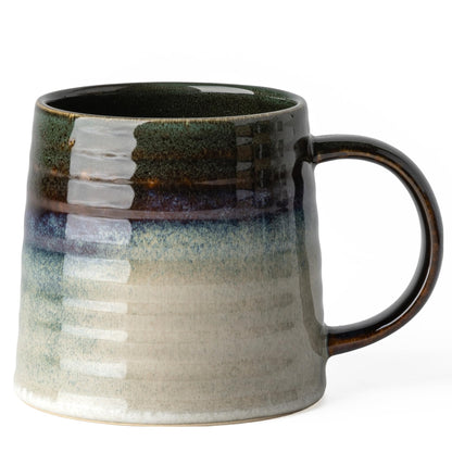 15.5oz Large Heavyweight Ceramic Mug, Reactive (Light Green) | 15.5oz Medium-Large, Heavy Weighted Stoneware, Reactive Transmutation Glaze, Microwave & Dishwasher Safe, Gift Box