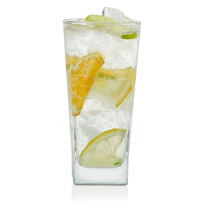 Heavy Base Drinking Glasses Set of 8, Weighted Clear Water Cups | 15.5 oz Capacity for Water, Juice, Soda, Cocktails, and More with Weighted Base and Dishwasher-Safe Cleanup