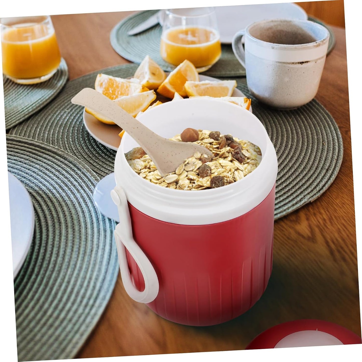 Portable Breakfast Cup Lid Insulated Soup and Cereal Cup for Students Microwave Safe Mini Milk Container for-the-Go Use