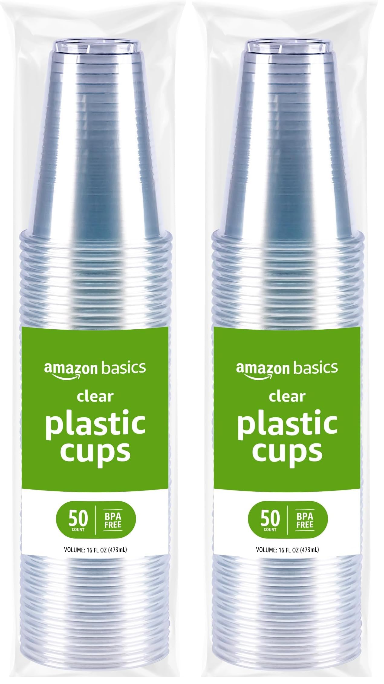 Amazon Basics Small Disposable Clear Plastic Cups, 9oz, 100 Count