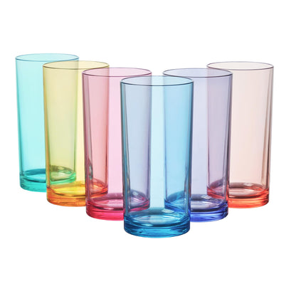 US Acrylic Classic Clear Plastic Reusable Drinking Glasses (Set of 6) 16oz Water Cups | BPA-Free Tumblers, Made in USA | Top-Rack Dishwasher Safe