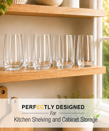 Drinking Water Glass Cups Set,Crystal Clear tall Glass cups set of 6,16.2oz