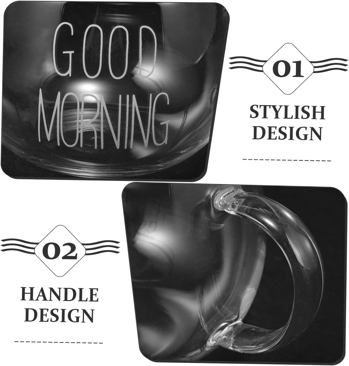 Glass Milk Cup Handle Borosilicate Mug for Breakfast Cereal and Microwave Safe Stylish and Functional for Home Office Use