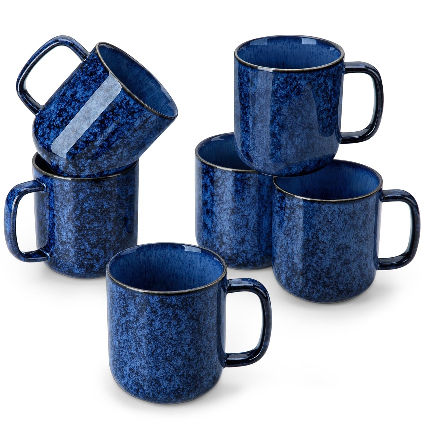 vancasso Porcelain Coffee Mugs Set, 12 oz Ceramic Coffee Cups for Latte Hot Tea Cappuccino Cocoa Milk Cups Set of 6, Dishwasher & Microwave Safe, White