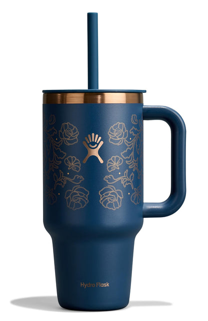 Hydro Flask Travel Tumbler with Handle, Lid and Straw - Insulated Stainless Steel in 40 Oz Trillium
