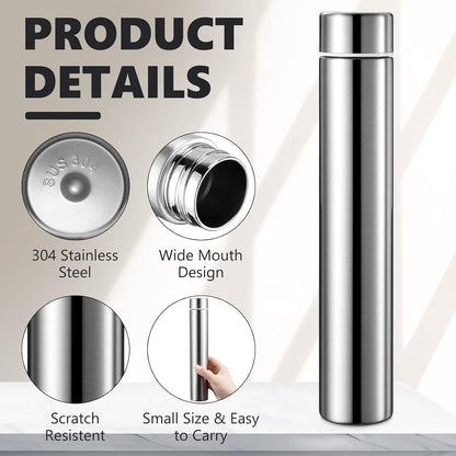 Vesici 4 Pack Silver Slim Stainless Steel Insulated Water Bottle