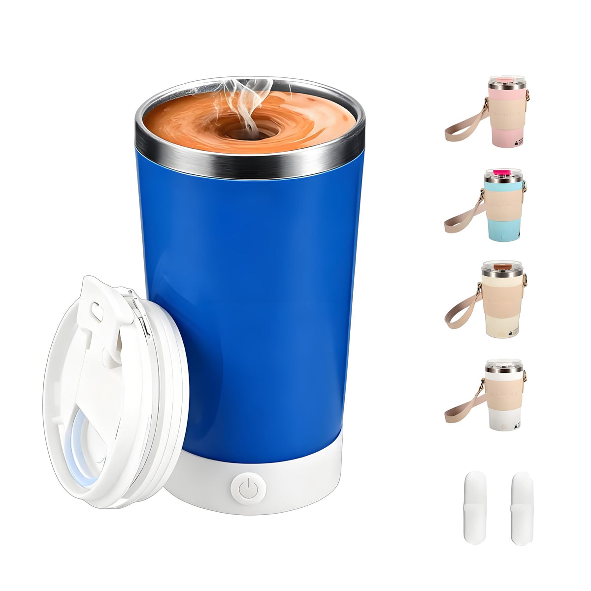 Self Stirring Mug with Lid, 13.5oz Magnetic Stirring Coffee Cup, Rechargeable 316 Stainless Steel, Auto-Mixing for Coffee, Milk, Protein Powder（Beige）