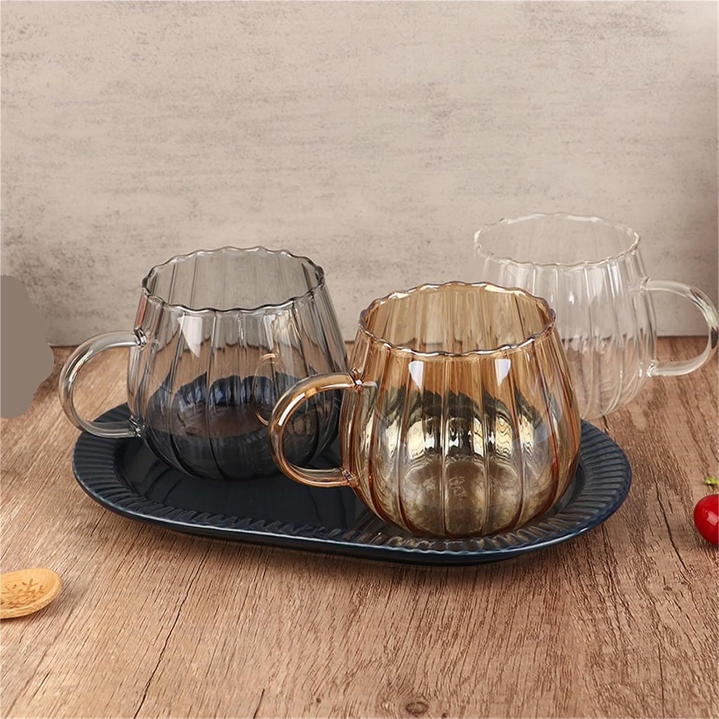 Easy to Clean 400ml Glass Breakfast Milk Cup with Handle, Cute, for Office,Home Use, Coffee Cup(Gray)