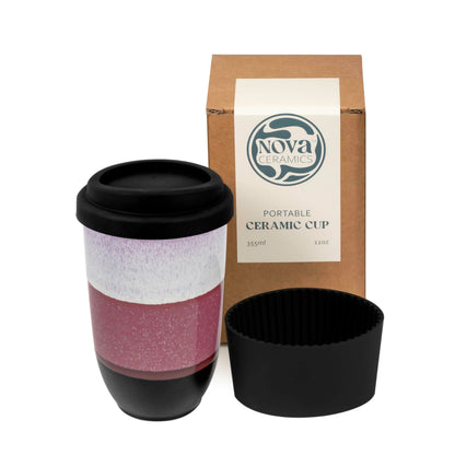 NOVA CERAMICS Travel Mug On the Go Coffee Mug Microwave & Dishwasher Safe Green Tumbler - Gifts For Women Men 16oz Afterglow