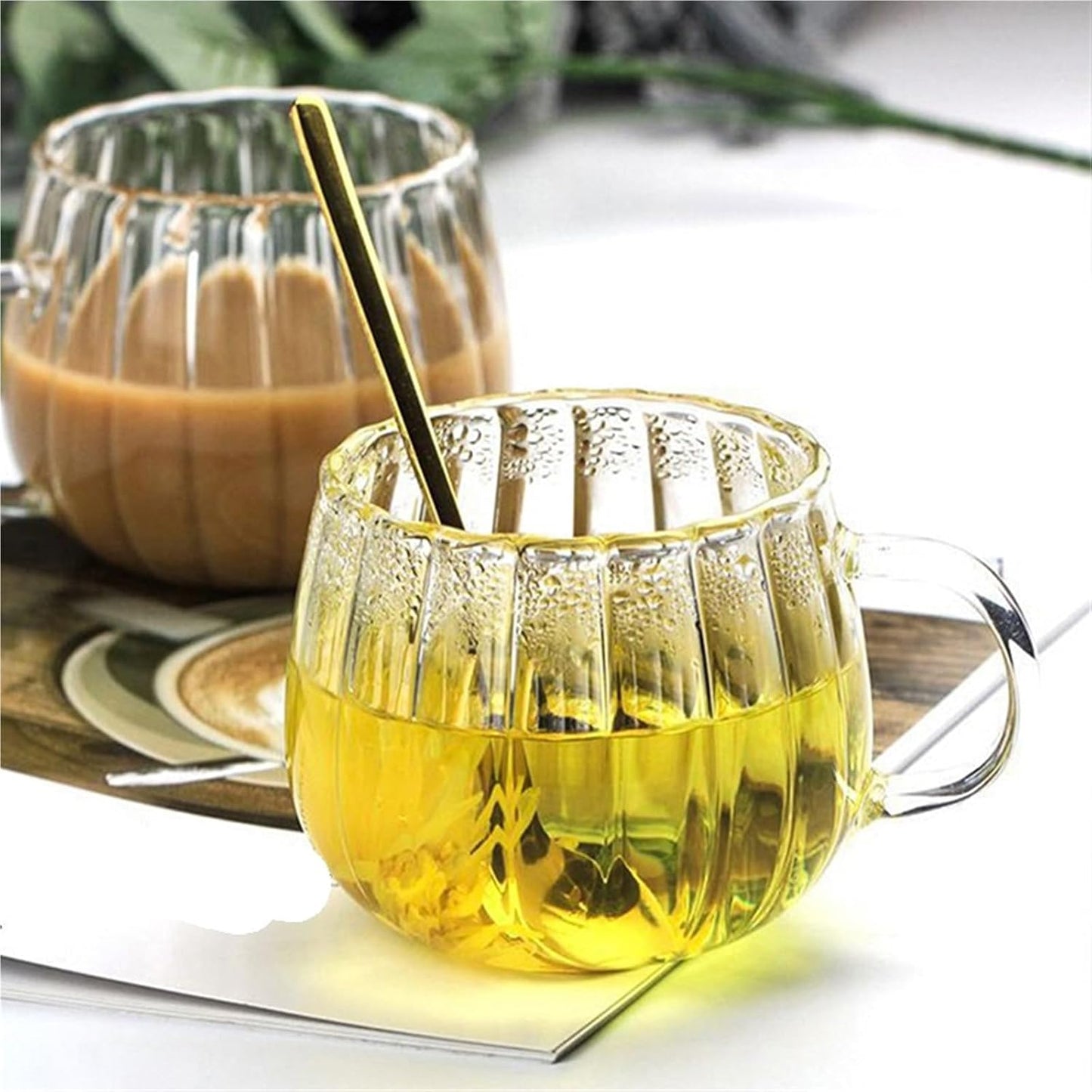 Easy to Clean 400ml Glass Breakfast Milk Cup with Handle, Cute, for Office,Home Use, Coffee Cup(Gray)
