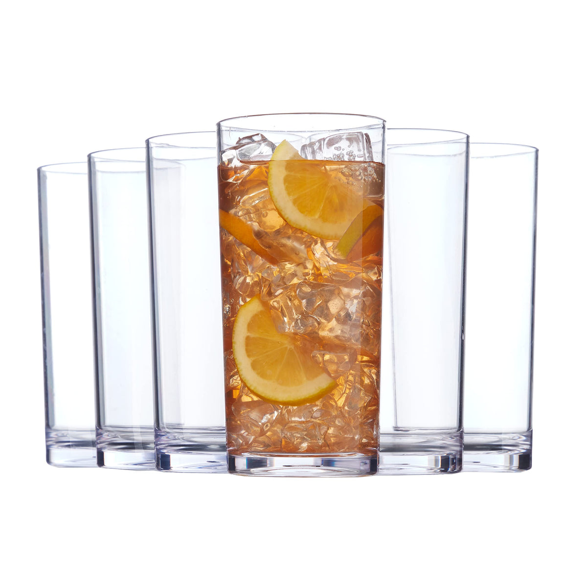 US Acrylic Classic Clear Plastic Reusable Drinking Glasses (Set of 6) 16oz Water Cups | BPA-Free Tumblers, Made in USA | Top-Rack Dishwasher Safe