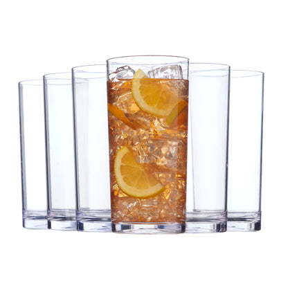 US Acrylic Classic Clear Plastic Reusable Drinking Glasses (Set of 6) 16oz Water Cups | BPA-Free Tumblers, Made in USA | Top-Rack Dishwasher Safe