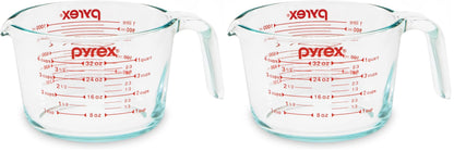 Pyrex 4 Cup Glass Measuring Cup For Baking and Cooking | Preheated oven, dishwasher, freezer, and microwave safe