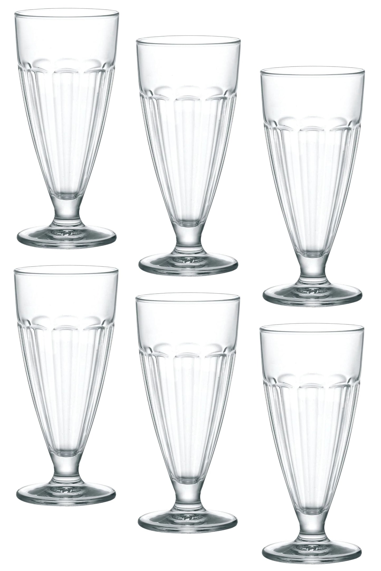 Bormioli Rocco Rock Bar Stackable Beverage, Set Of 6 Dishwasher Safe Drinking Glasses For Soda, Juice, Milk, Coke, Beer, Spirits – 12.5oz Durable Tempered Glass Water Tumblers For Daily Use