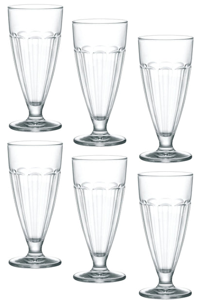 Bormioli Rocco Rock Bar Stackable Beverage, Set Of 6 Dishwasher Safe Drinking Glasses For Soda, Juice, Milk, Coke, Beer, Spirits – 12.5oz Durable Tempered Glass Water Tumblers For Daily Use
