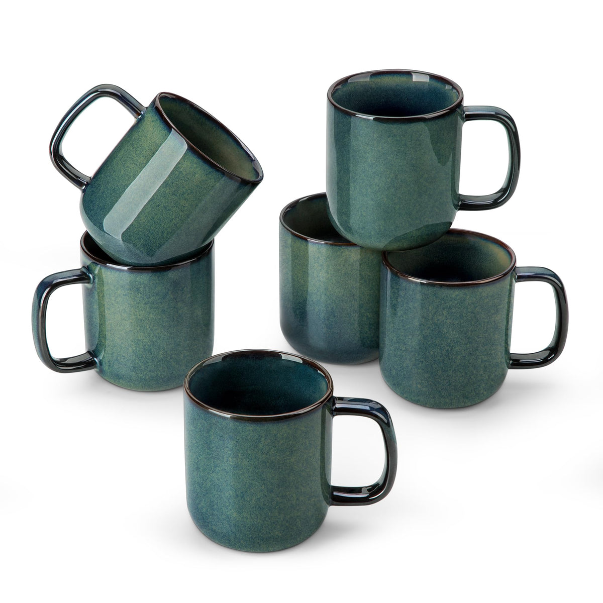 vancasso STARRY Coffee Mugs Set, 16 oz Ceramic Coffee Cups for Americano Hot Tea Iced Coffee Cold Brew Cocoa Milk Stoneware Mugs Set of 6, Dishwasher & Microwave Safe, Blue