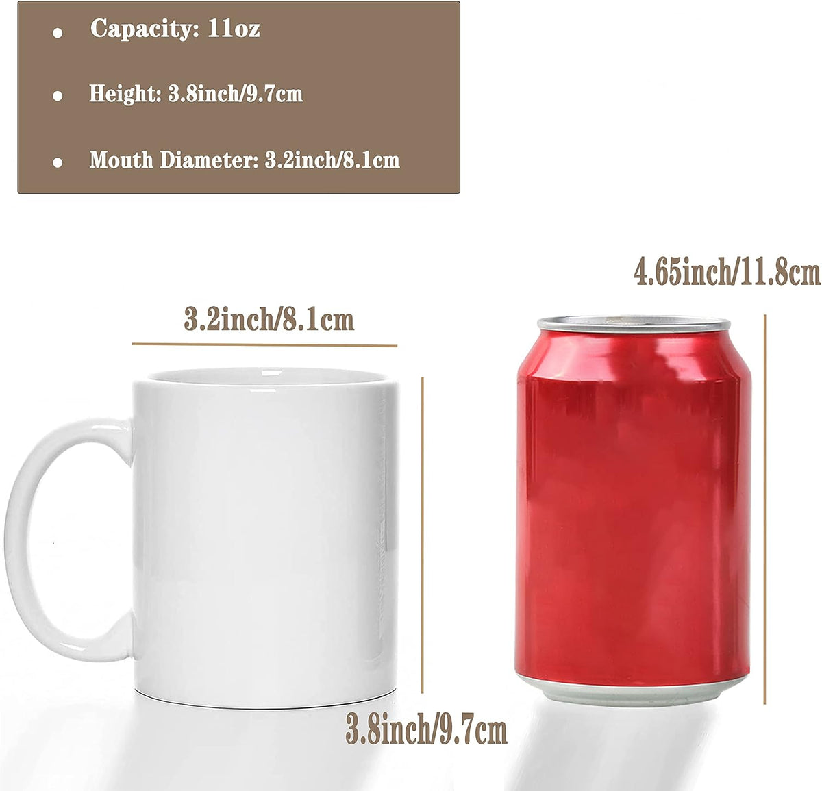 TANGLONG 11oz White Ceramic Sublimation Cups,12PCS Mugs Blank for DIY gifts | Tazas Para Sublimar,Ceramic Cup,Sublimation Mugs Blank, Bulk Mugs for Coffee, Tea, Latte, Soup, Milk, Cocoa, homemade gifts