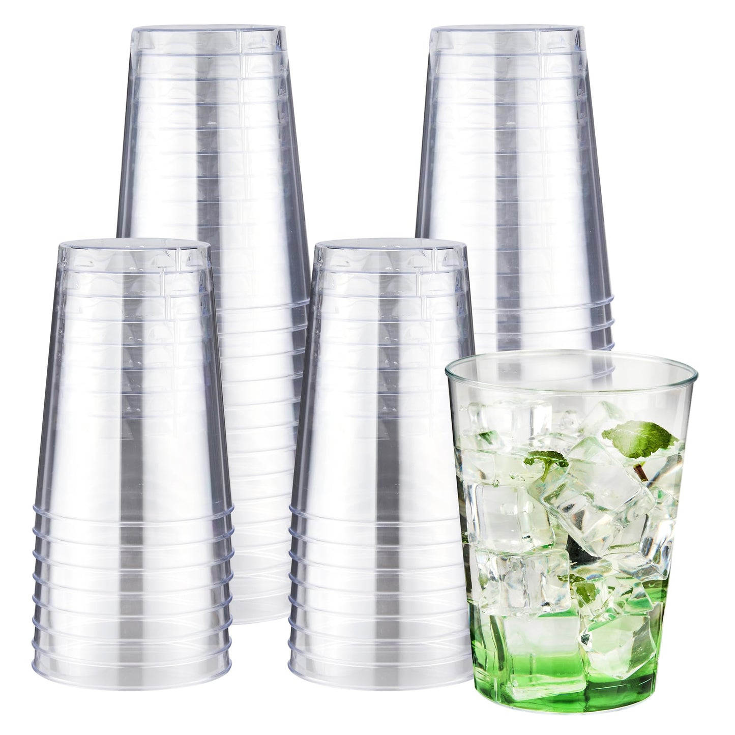 RACETOP 200 Pack 9 oz Clear Plastic Cups for Party | Disposable Clear Cup, Disposable Cups, Wine Glasses Cups, Plastic Cocktail Glasses