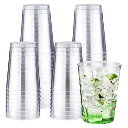 RACETOP 200 Pack 9 oz Clear Plastic Cups for Party | Disposable Clear Cup, Disposable Cups, Wine Glasses Cups, Plastic Cocktail Glasses