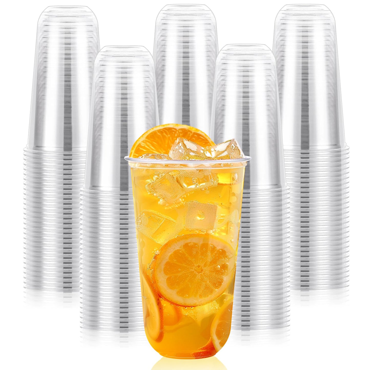 KesaPlan 100 Pcs 12oz Plastic Clear Cups, Disposable Wine Cocktail Glasses | Round Bottom, Crystal Stemless Party Bar Drink PET Cups for Meeting Weddings Birthday Christmas Valentine Party Supplies