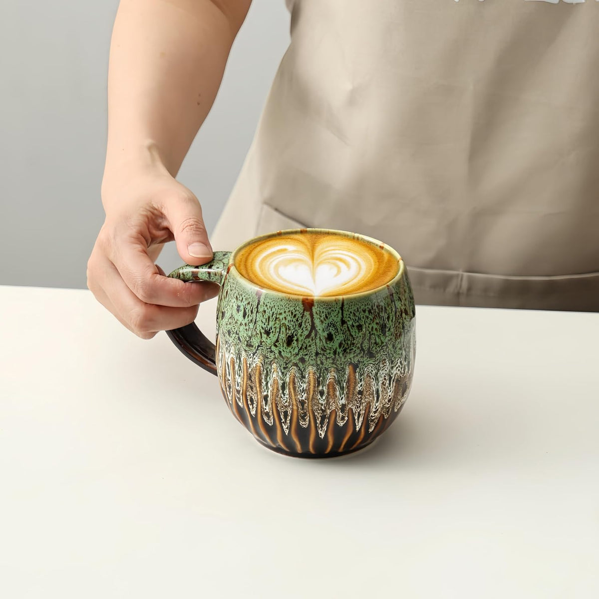 Large Ceramic Coffee Mug - 20oz Big Tea Cup, Green | Large Tea Mug, Microwave Safe, Dishwasher Safe