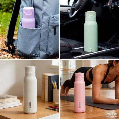 BJPKPK 21 oz Insulated Water Bottle, Leakproof Stainless Steel Flask | Double Wall Vacuum, Keeps Hot/Cold, Metal, BPA Free, Dishwasher Safe, Slim, Cupholder, Narrow, Reusable, Black