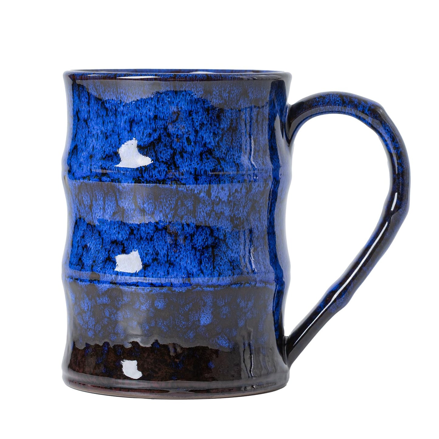 Midnight Blue Ceramic Coffee Mug 15oz - Handcrafted Artisan Mug with Large Handle for Comfort, Unique Birthday Gift for Him/Her, Office Desk Essential, Safe for Dishwasher