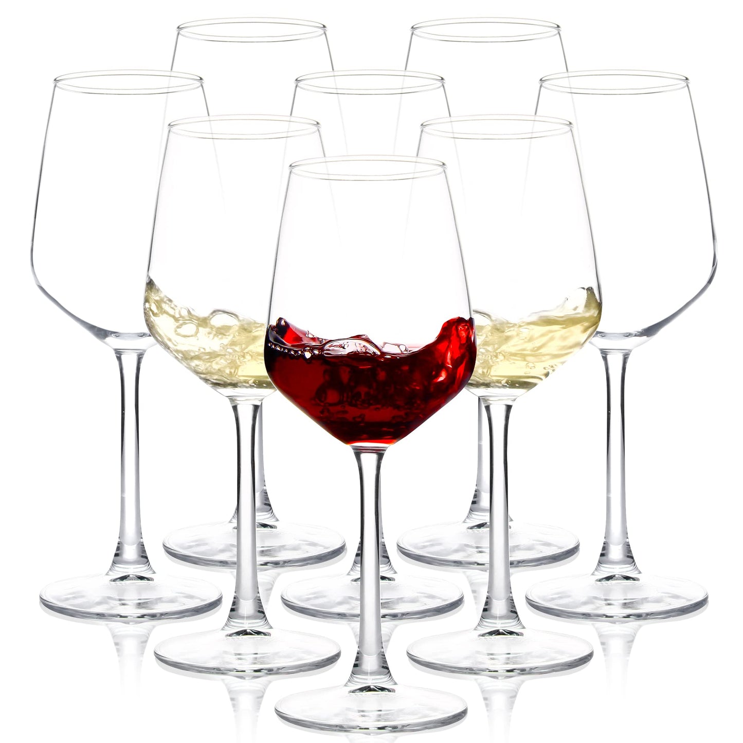 Wine Glasses Set of 12, 12oz Clear Red/White Wine Cup, Long Stem Wine Glasses for Party, Wedding and Home