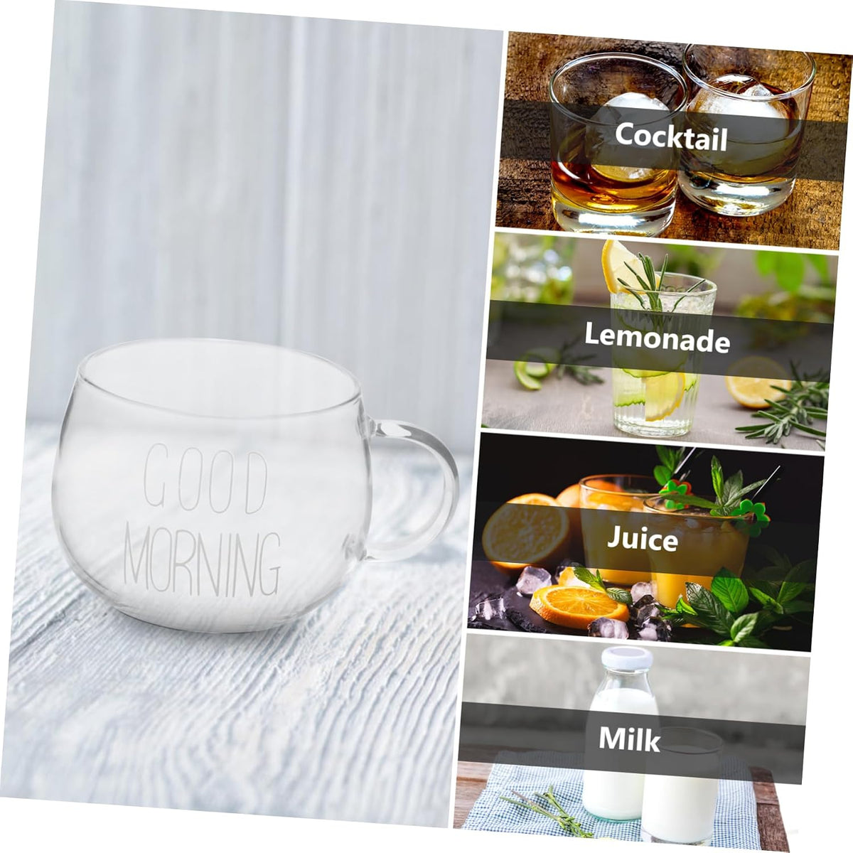 Glass Milk Cup Handle Borosilicate Mug for Breakfast Cereal and Microwave Safe Stylish and Functional for Home Office Use