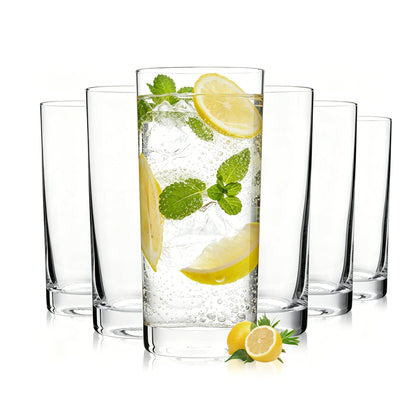 Highball Glasses Set of 6, 16oz Tall Drinking Glasses, Water Glass for Kitchen, Tom Collins Glasses, Mojito Glass Cups, Cocktail Glasses for Bar Glassware