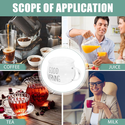 Heat-resistant Glass Milk Cup with Handle, Beverage Mug for Breakfast Cereal and Tea, Sturdy Glass Drinking Cup with Lid for Household Use
