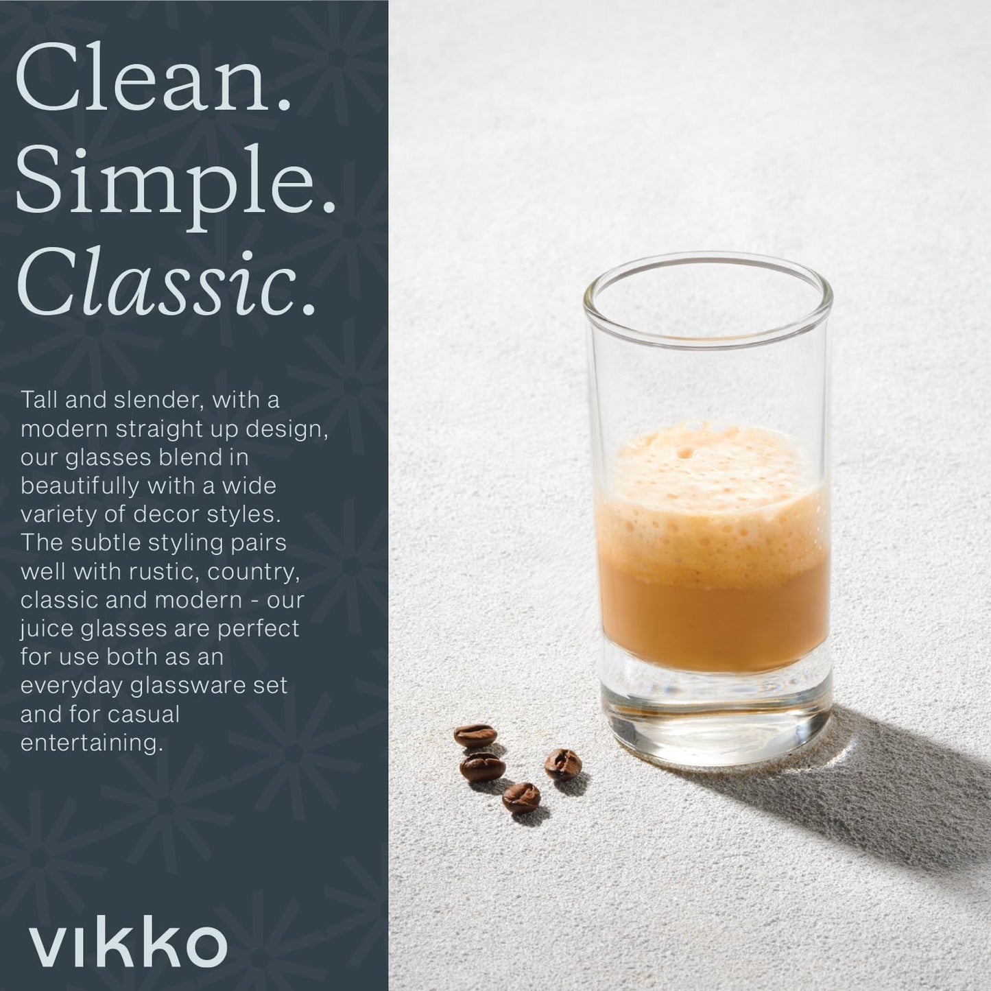 Vikko Mini Juice Glasses, 4.75 Ounce SMALL Glass Cups, Set of 6 Thick and Durable Juice Glass, 2.1 Inch x 3.9 Inch Heavy Base Juice Cups, Kids Drinking Glasses for Milk, Small Drinking Glasses