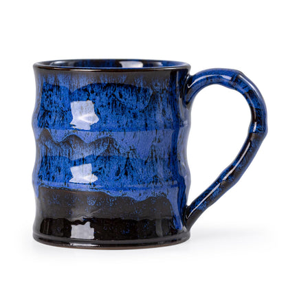 Midnight Blue Ceramic Coffee Mug 15oz - Handcrafted Artisan Mug with Large Handle for Comfort, Unique Birthday Gift for Him/Her, Office Desk Essential, Safe for Dishwasher