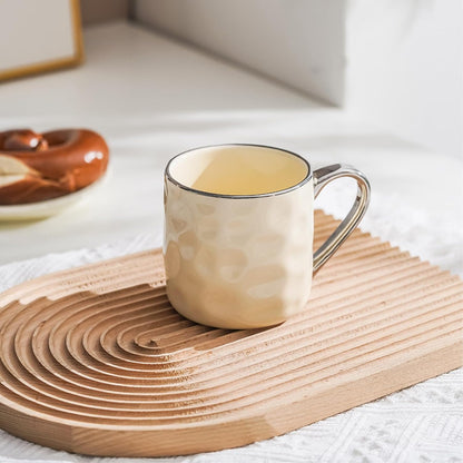 400ml/13.5oz ceramic cream wind breakfast cup household fresh creative drinking utensils-silver-edged milk yellow -400ml
