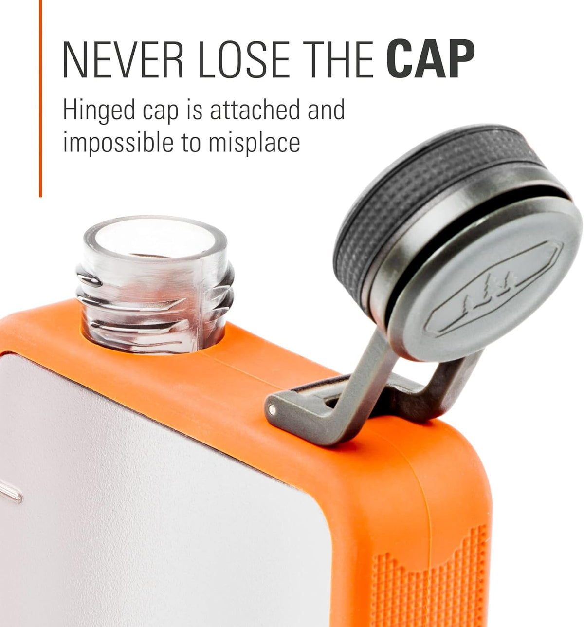 GSI Outdoors Boulder Flask, Shatter-Resistant, Leakproof Hip Flask with Clear Body & Silicone Grip, BPA-Free Bottle for Hiking, Camping & Travel