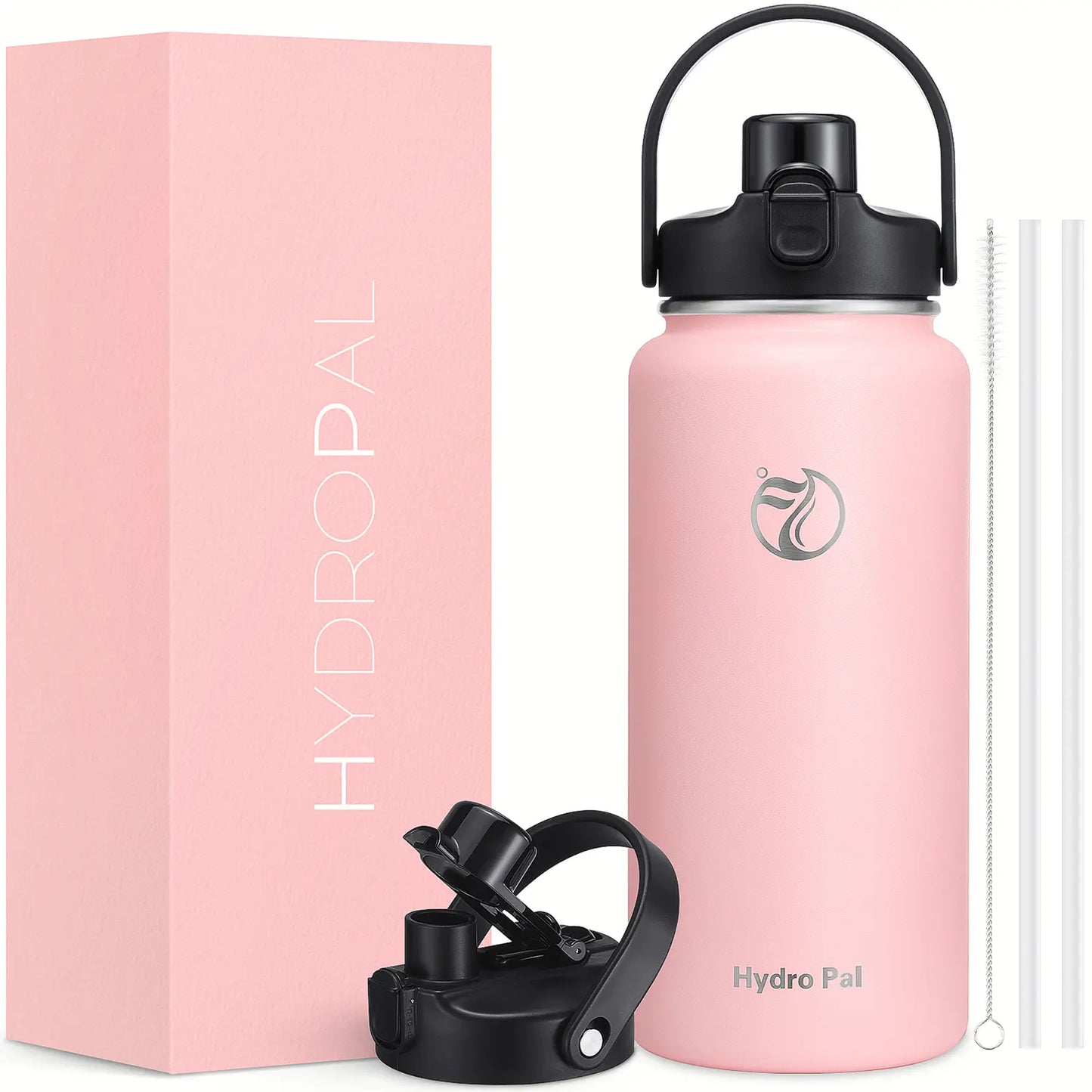 HydroPal 64oz Insulated Stainless Steel Water Bottle, Half Gallon, 2-in-1 Lid (Chug & Straw), Double-Walled Vacuum, Leak-Proof, Wide Mouth, Drinkware #Summervibes